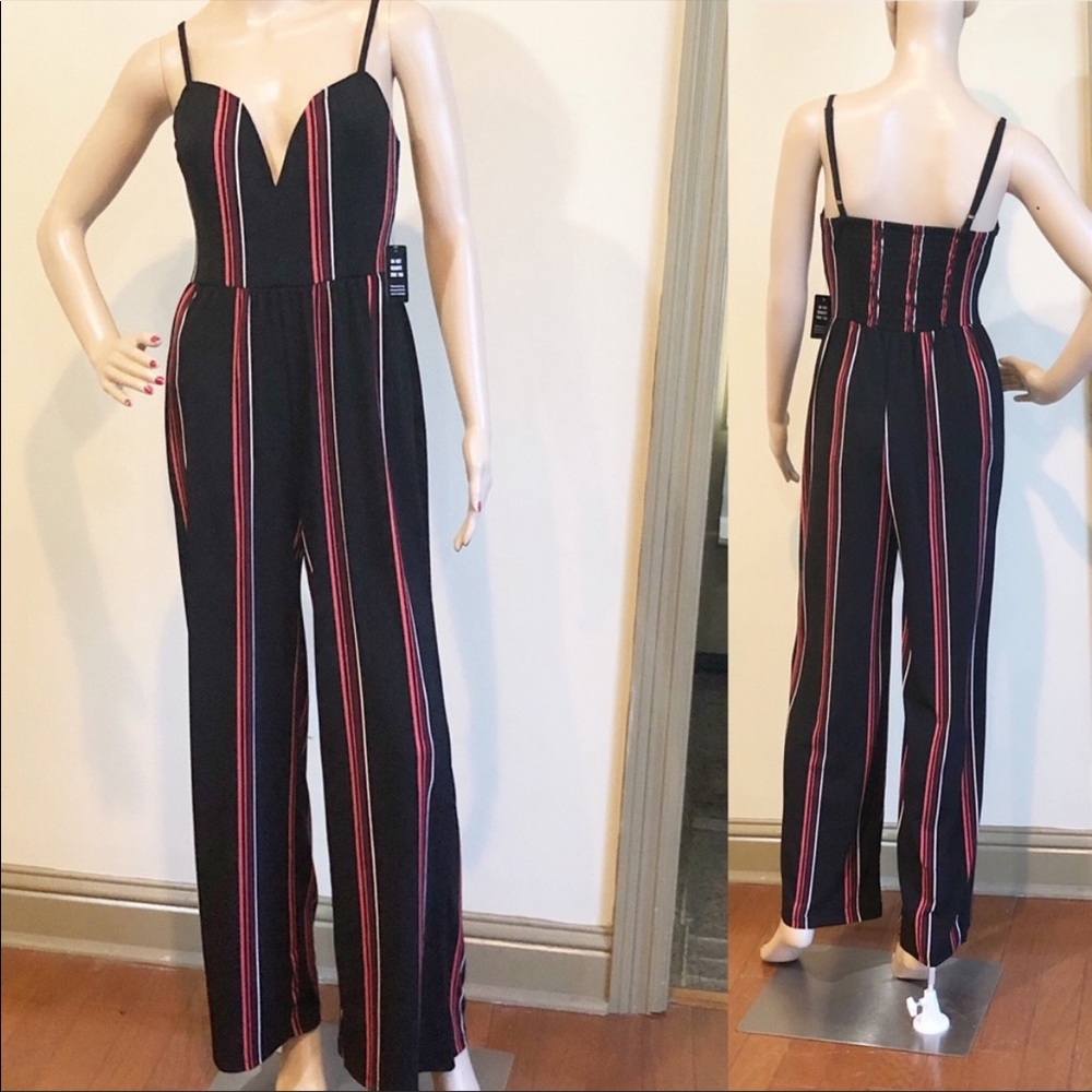 Express Striped V Wire Cami Jumpsuit Romper
